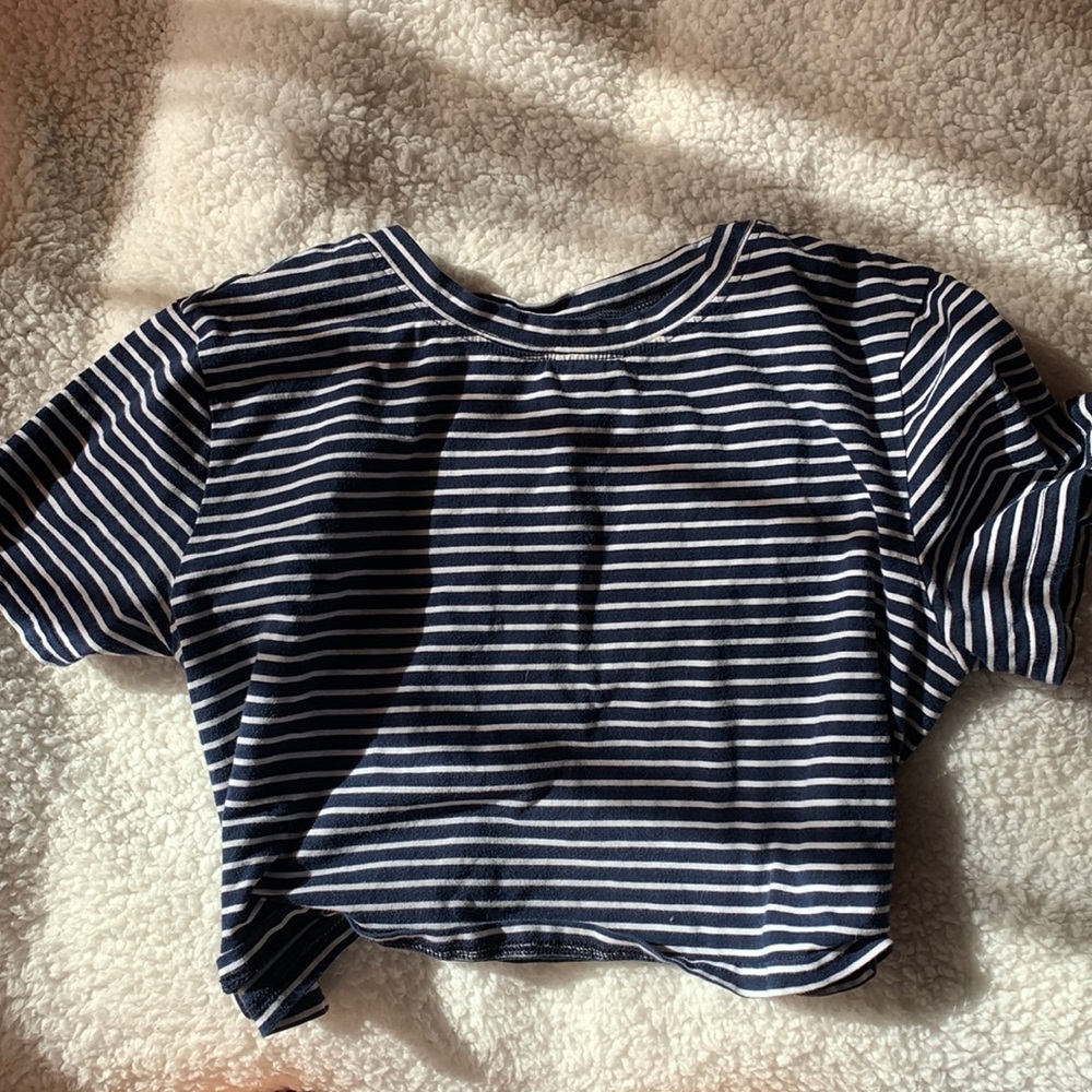 navy blue striped baby tee